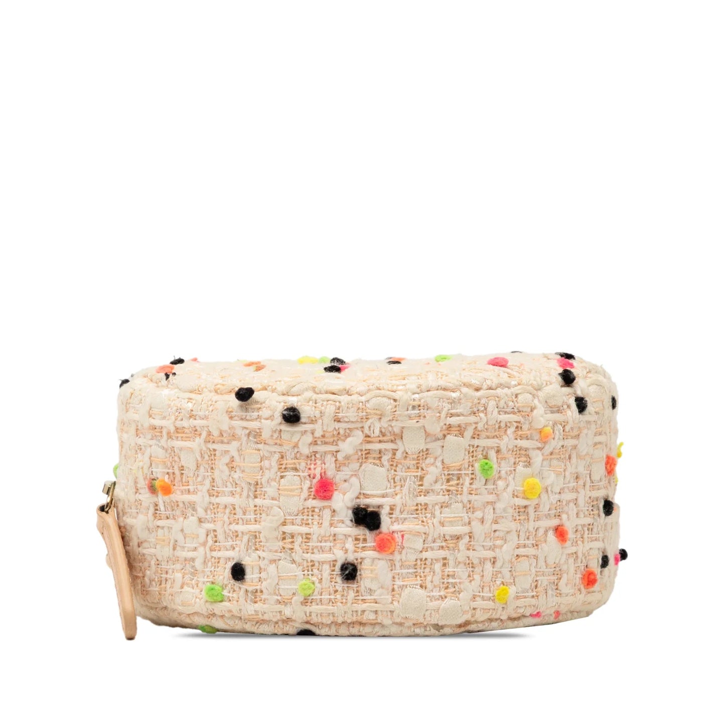 Brown Chanel CC Quilted Tweed Round Crossbody