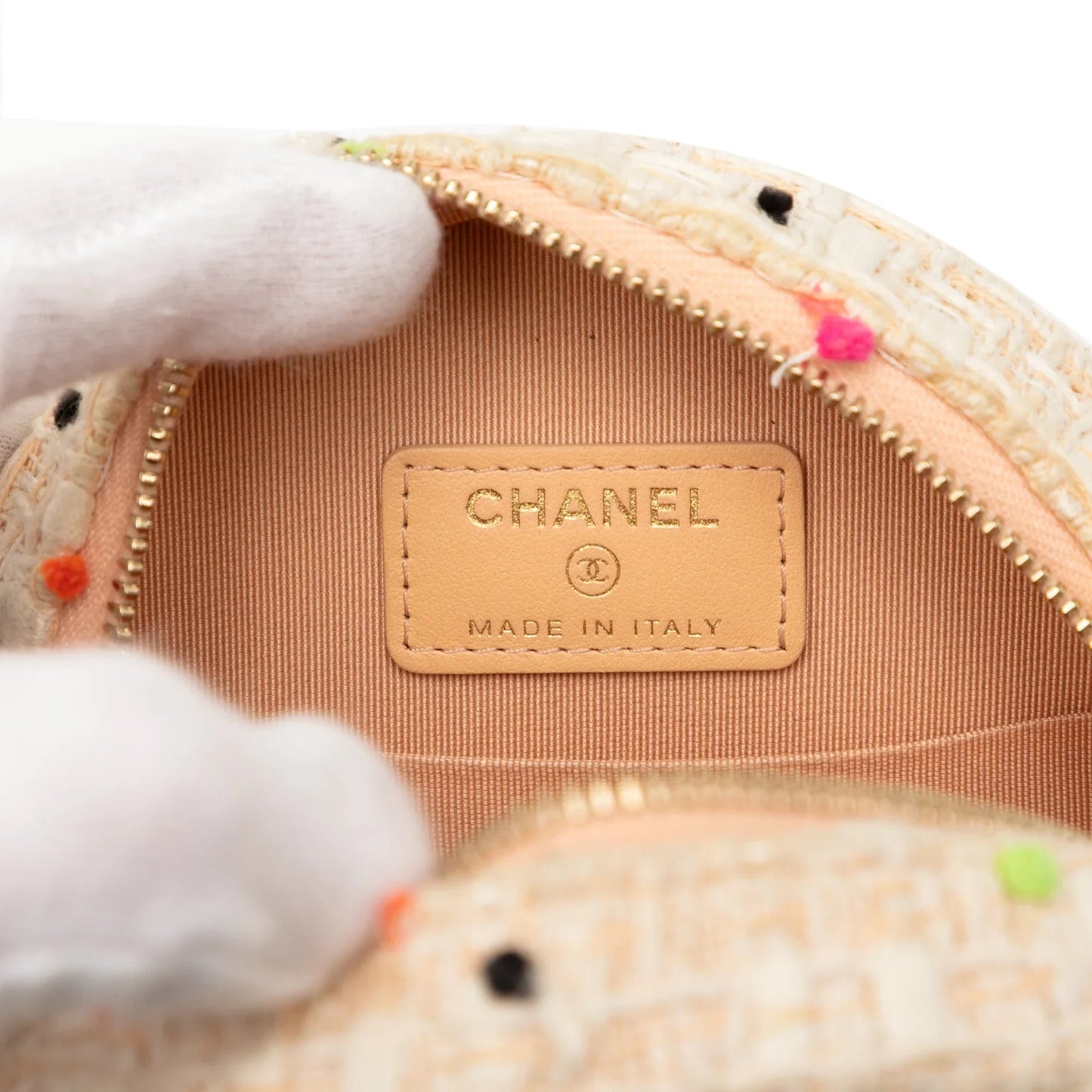 Brown Chanel CC Quilted Tweed Round Crossbody