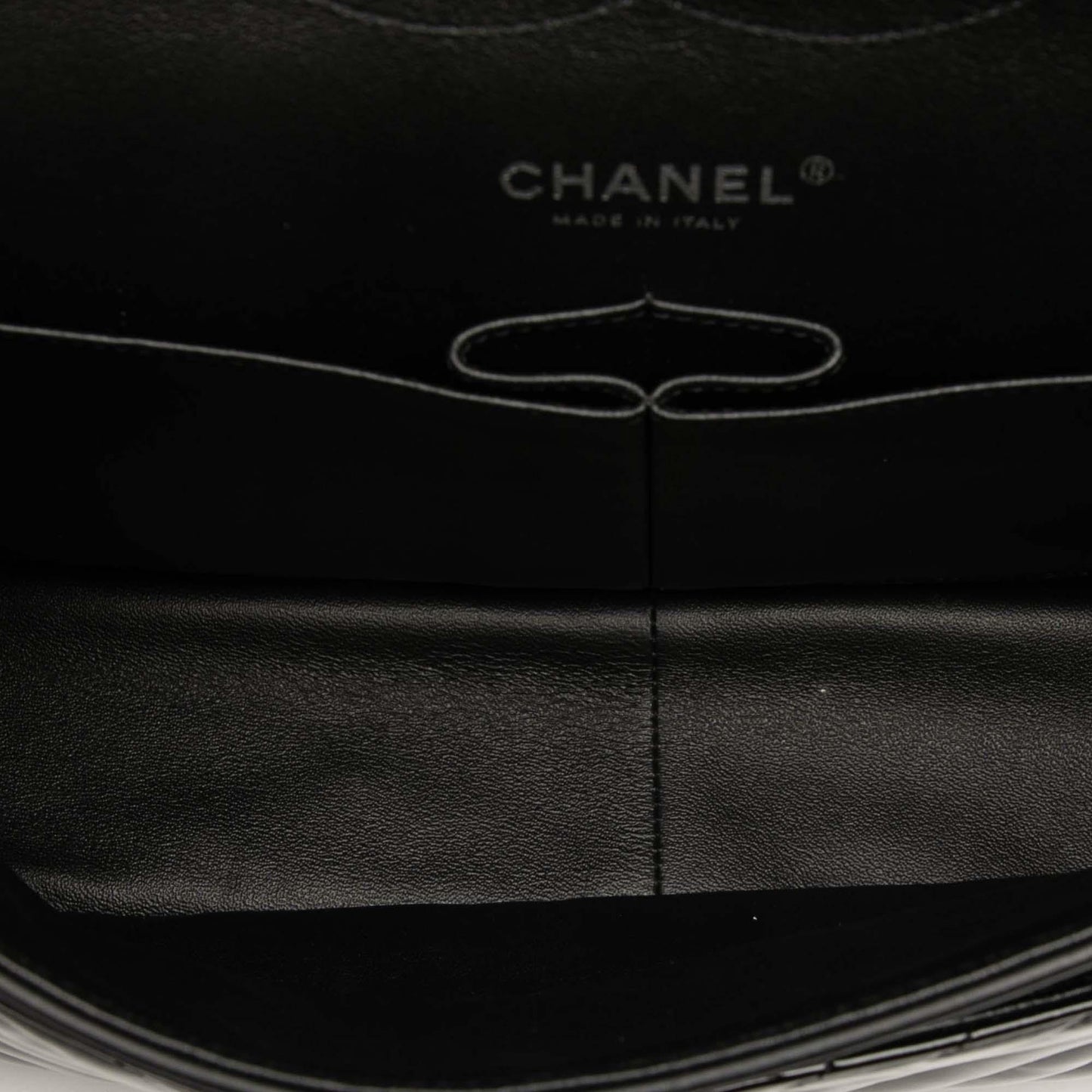 Black Chanel Jumbo Classic Chevron Patent Double Flap Shoulder Bag