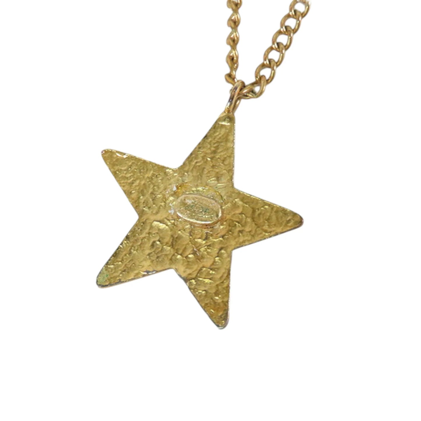 Gold Chanel Gold Plated Enamel CC Logo Star Pendant Necklace