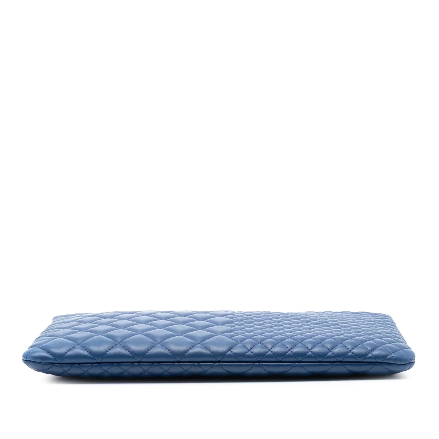 Blue Chanel CC Bi Quilted Lambskin O Case Clutch