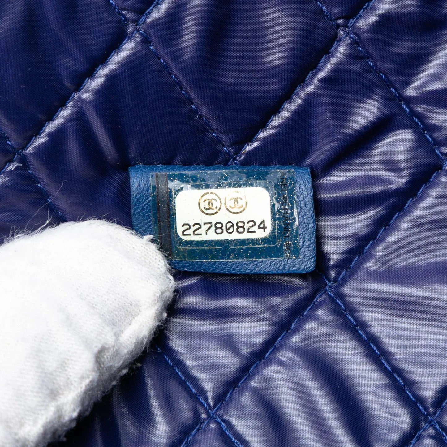 Blue Chanel CC Bi Quilted Lambskin O Case Clutch