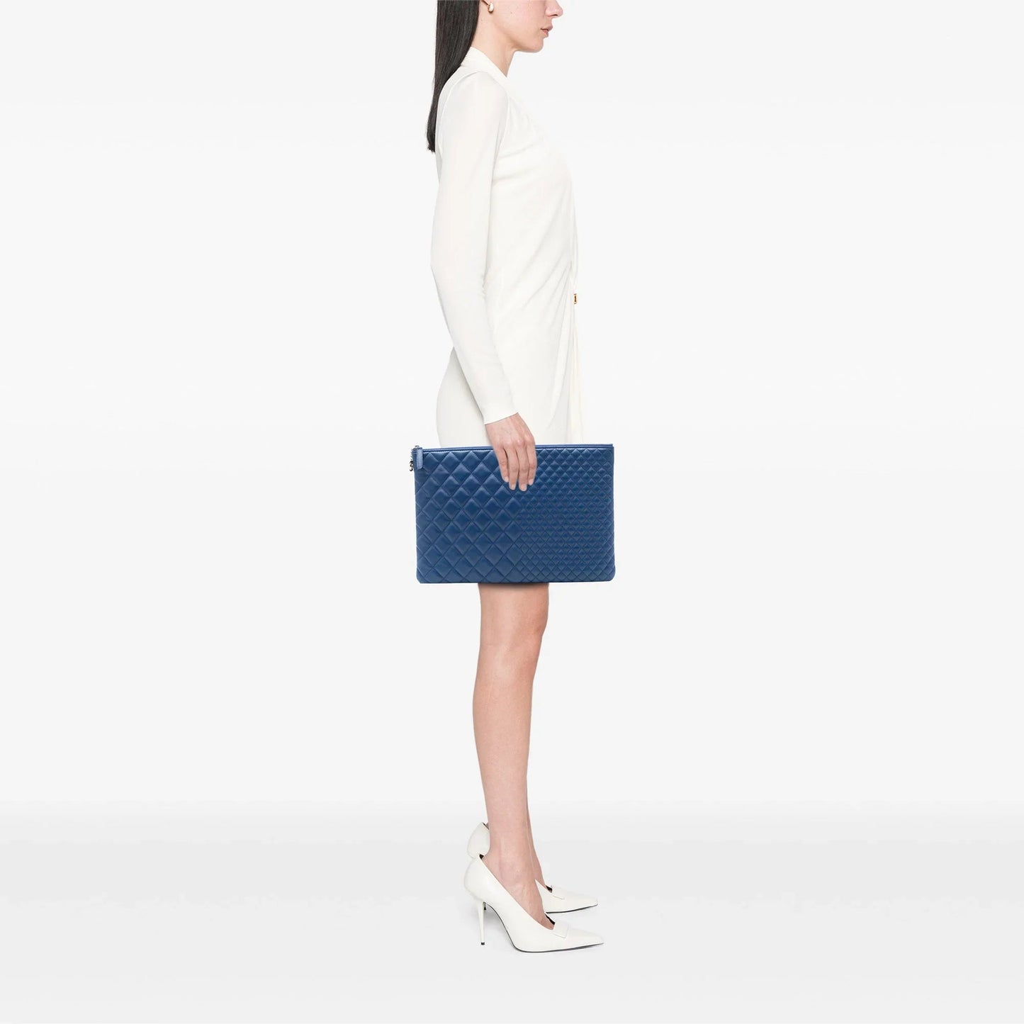 Blue Chanel CC Bi Quilted Lambskin O Case Clutch