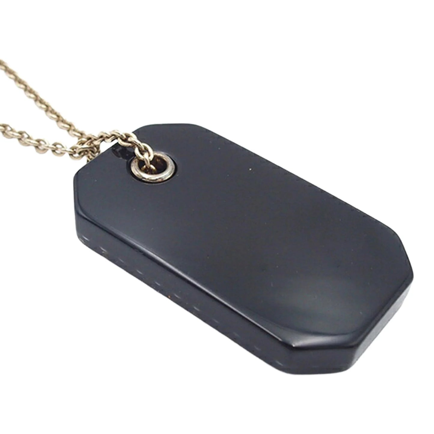 Gold Chanel Gold Plated Resin Train Tag Pendant Necklace