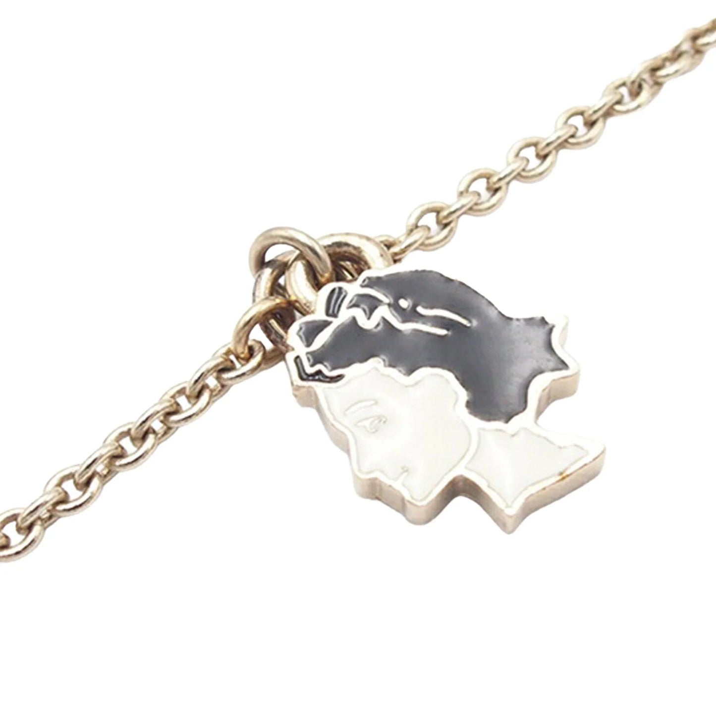 Gold Chanel Gold Plated Resin Train Tag Pendant Necklace