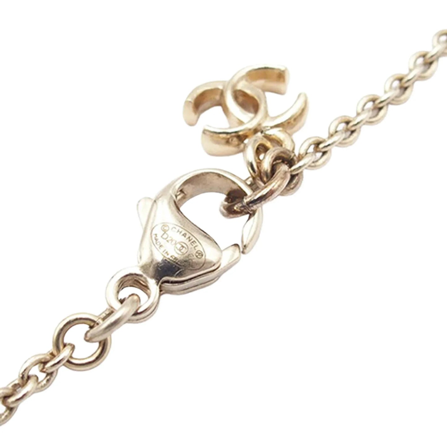 Gold Chanel Gold Plated Resin Train Tag Pendant Necklace