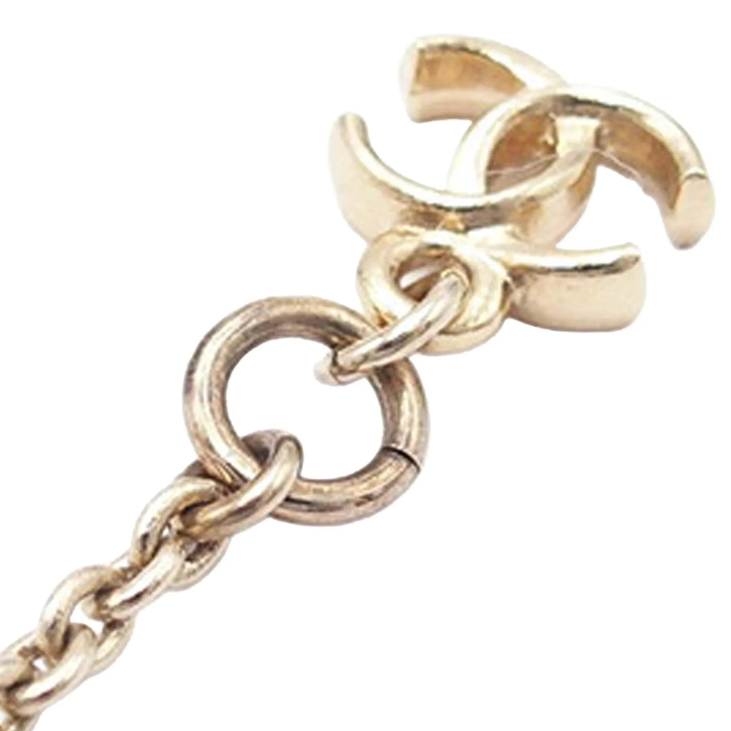 Gold Chanel Gold Plated Resin Train Tag Pendant Necklace