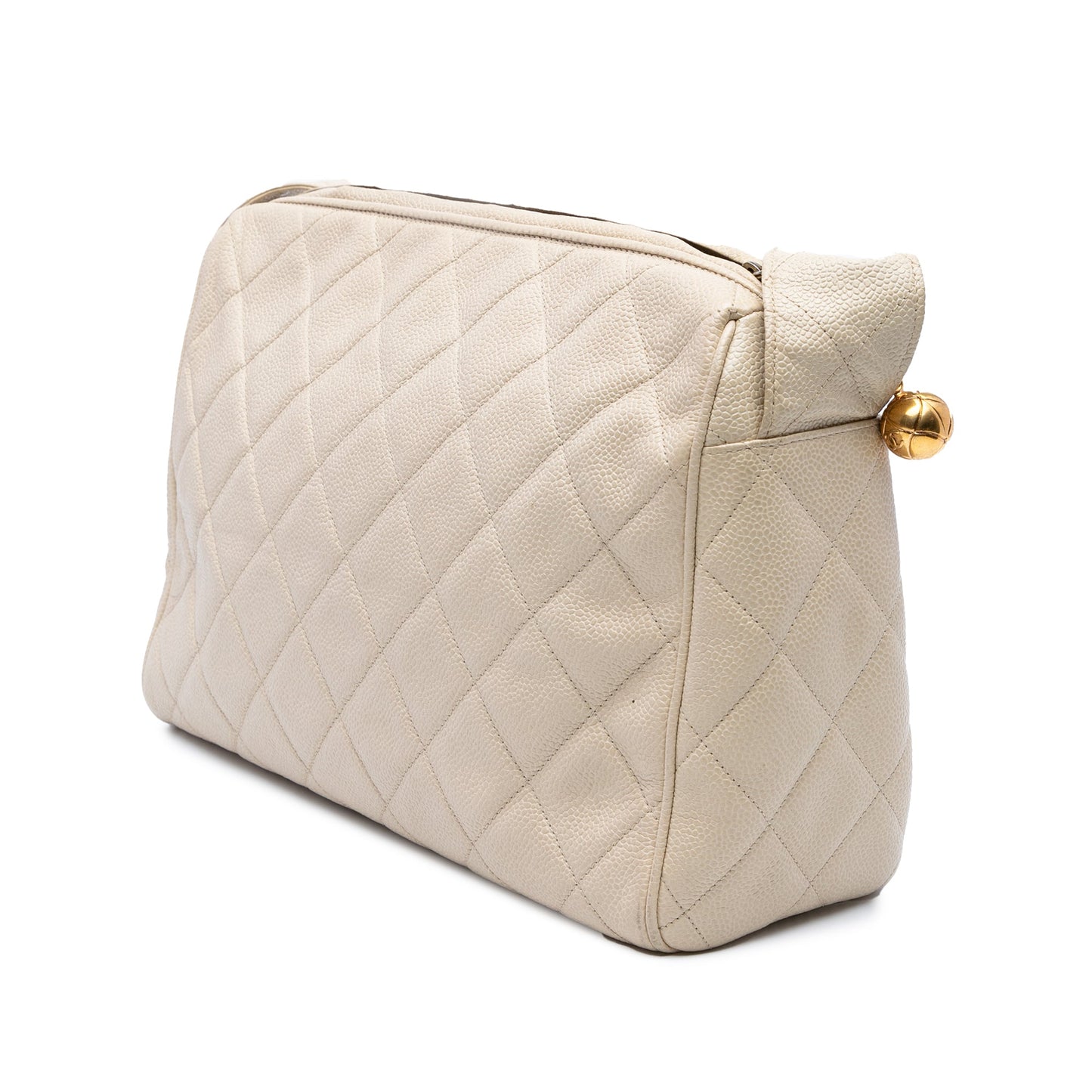 White Chanel CC Quilted Caviar Crossbody