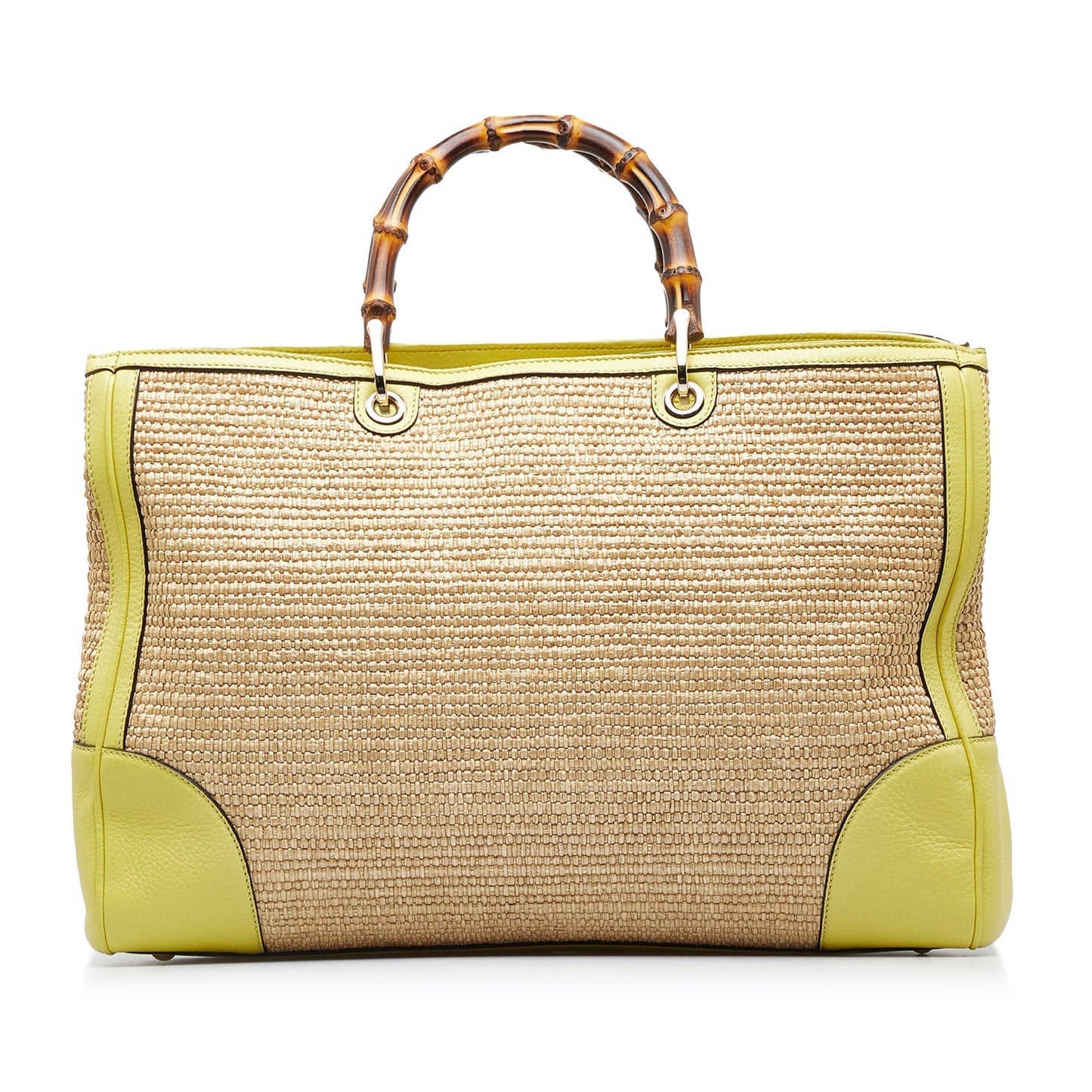 GUCCI Large Bamboo Raffia Satchel