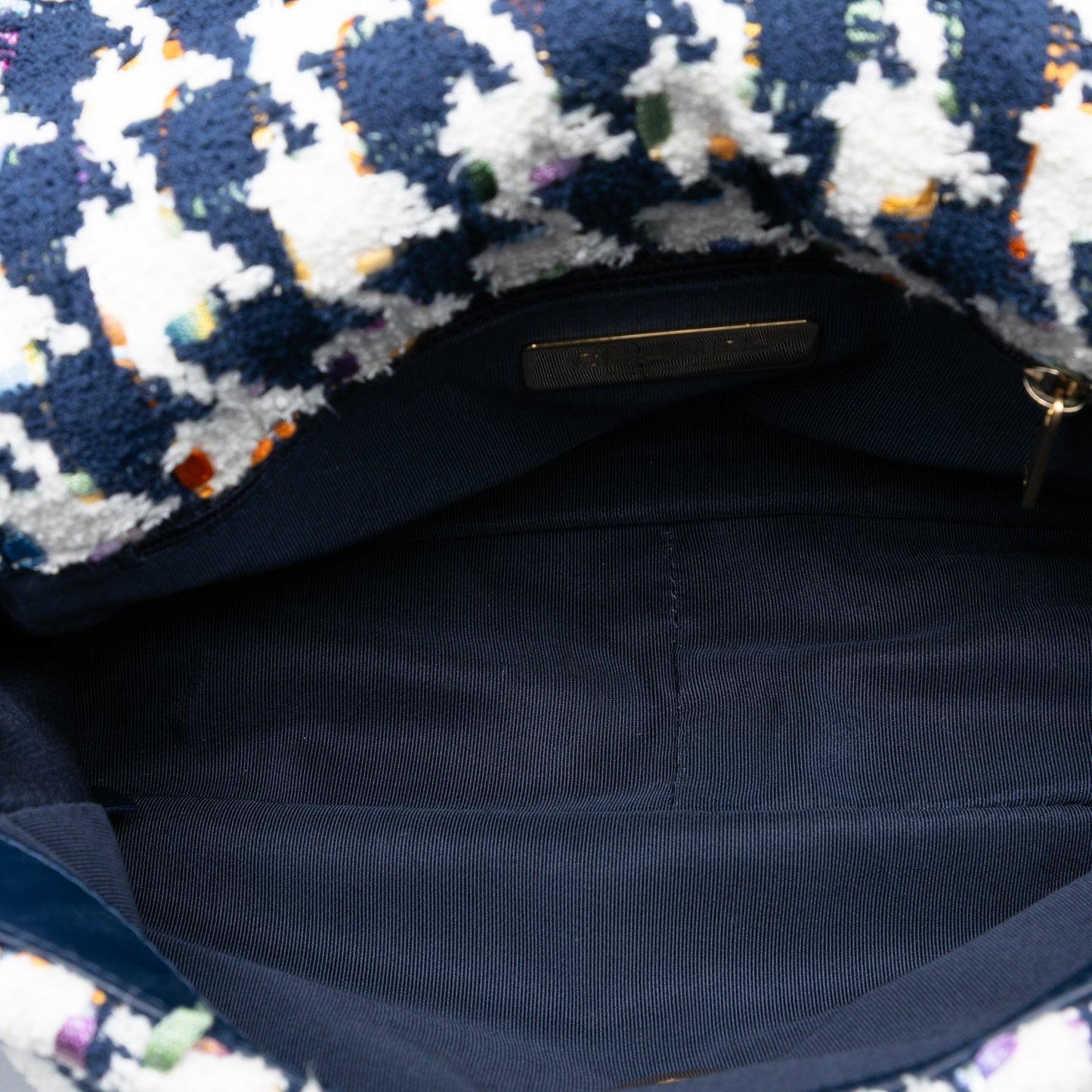 Blue Chanel Medium Houndstooth Tweed 19 Flap Satchel