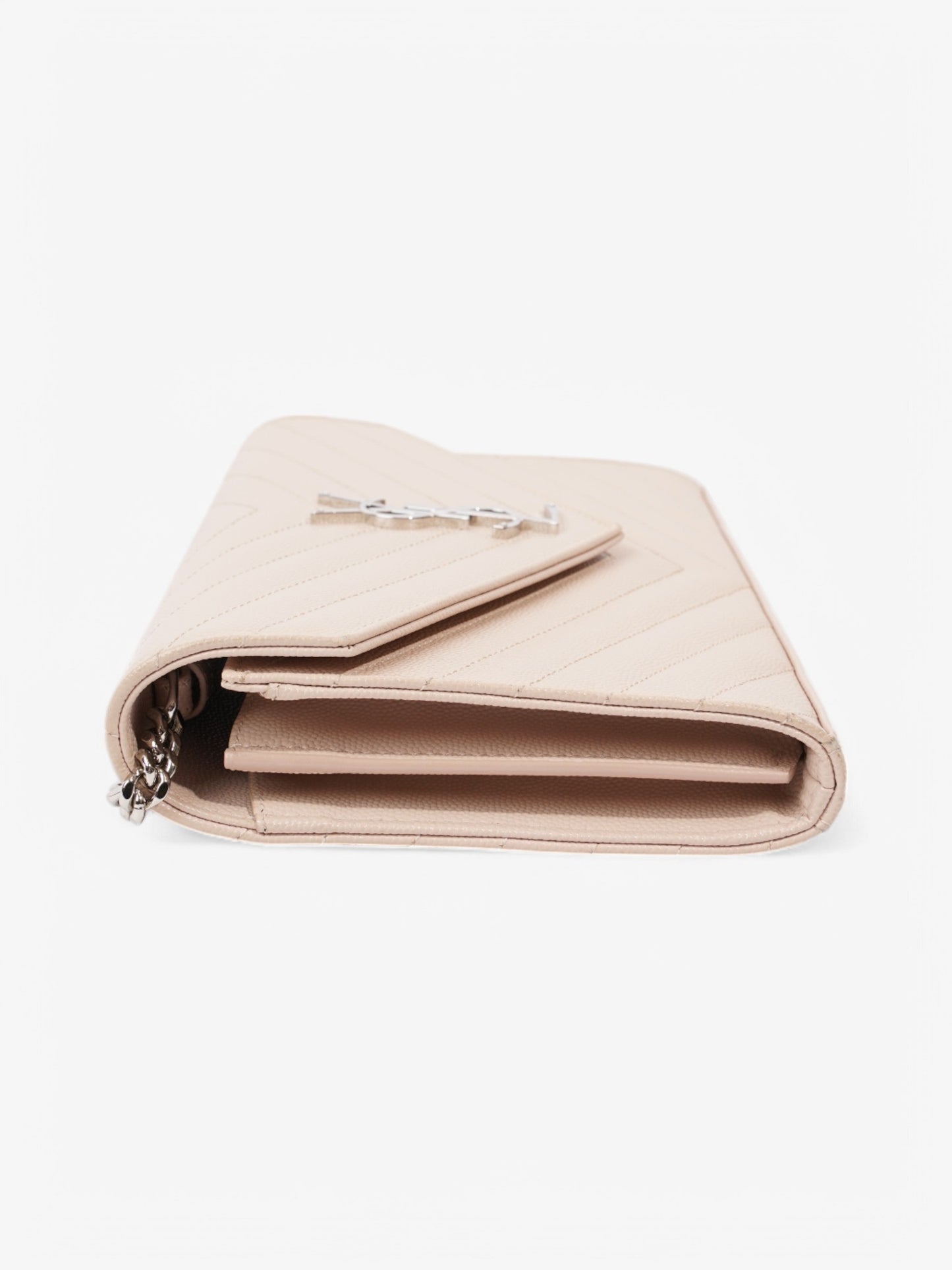 Saint Laurent Cassandre Chain Wallet Light Pink Calfskin Leather