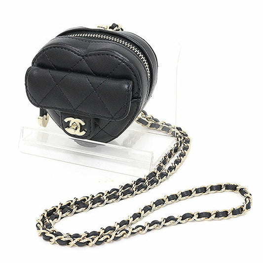 CHANEL Coin case AP2783 lambskin black Heart-shaped Chain Coin case