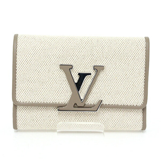 LOUIS VUITTON Tri-fold wallet M83573 Cotton canvas/calf leather Taupe Portefeuille Compact