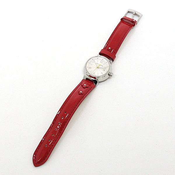 LOUIS VUITTON Watches Quartz Q121K Stainless Steel , Leather Silver Tambour White Dial Quartz white dial Women