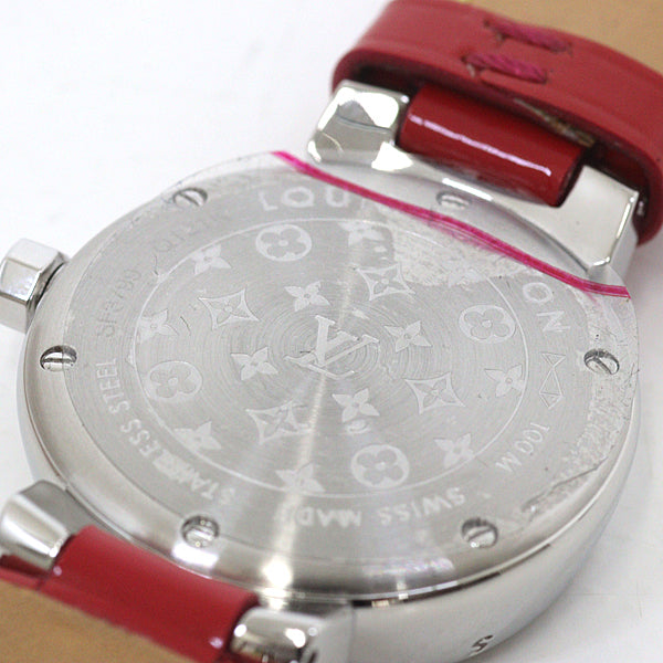 LOUIS VUITTON Watches Quartz Q121K Stainless Steel , Leather Silver Tambour White Dial Quartz white dial Women