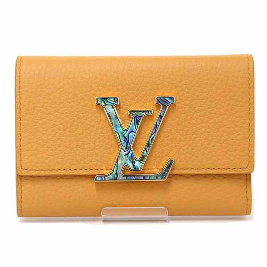 LOUIS VUITTON Tri-fold wallet M81669 leather saffron Portefeuille Capucines Compact