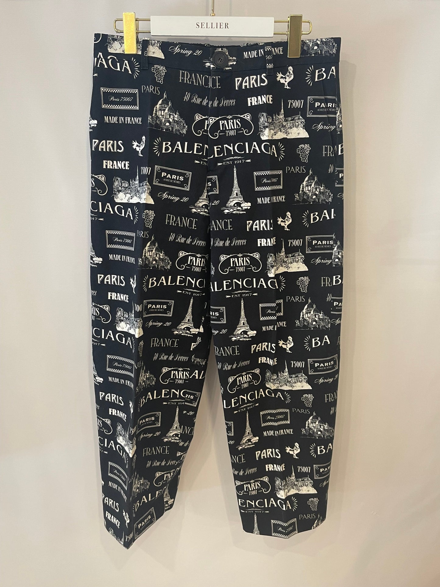 Balenciaga Black and White Paris Resto Straight-Leg Tro rs Size IT 46 (UK 14)