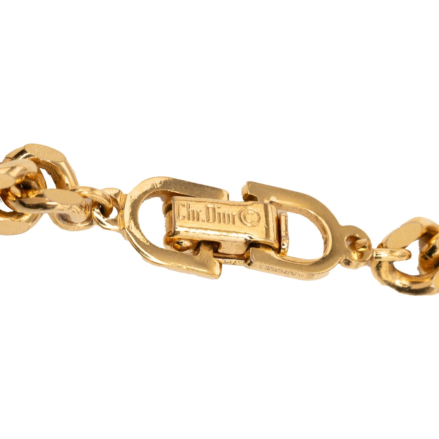 Gold Dior Gold Plated Rhinestones CD Logo Necklace