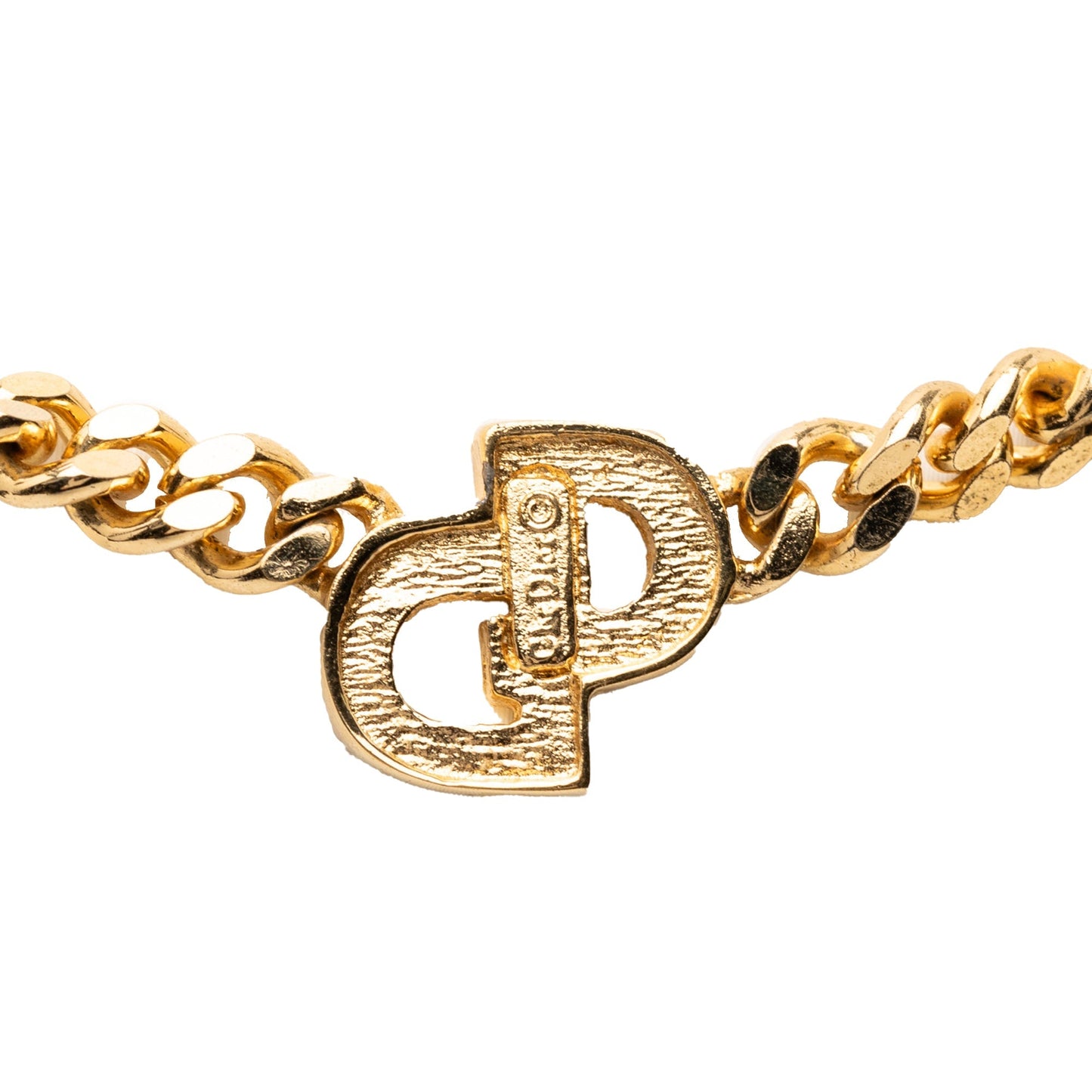 Gold Dior Gold Plated Rhinestones CD Logo Necklace