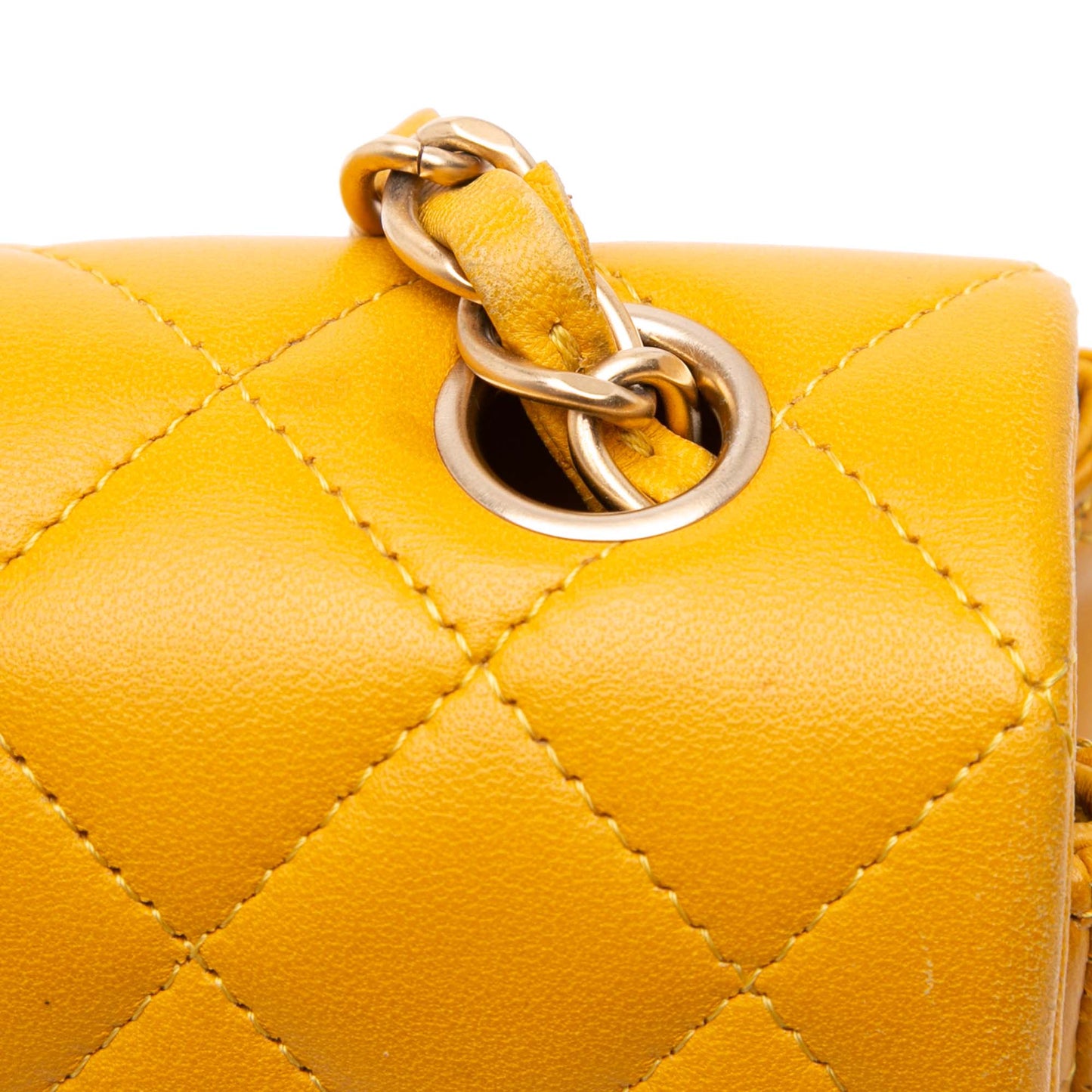 Yellow Chanel Mini Rectangular Classic Lambskin Single Flap Crossbody Bag