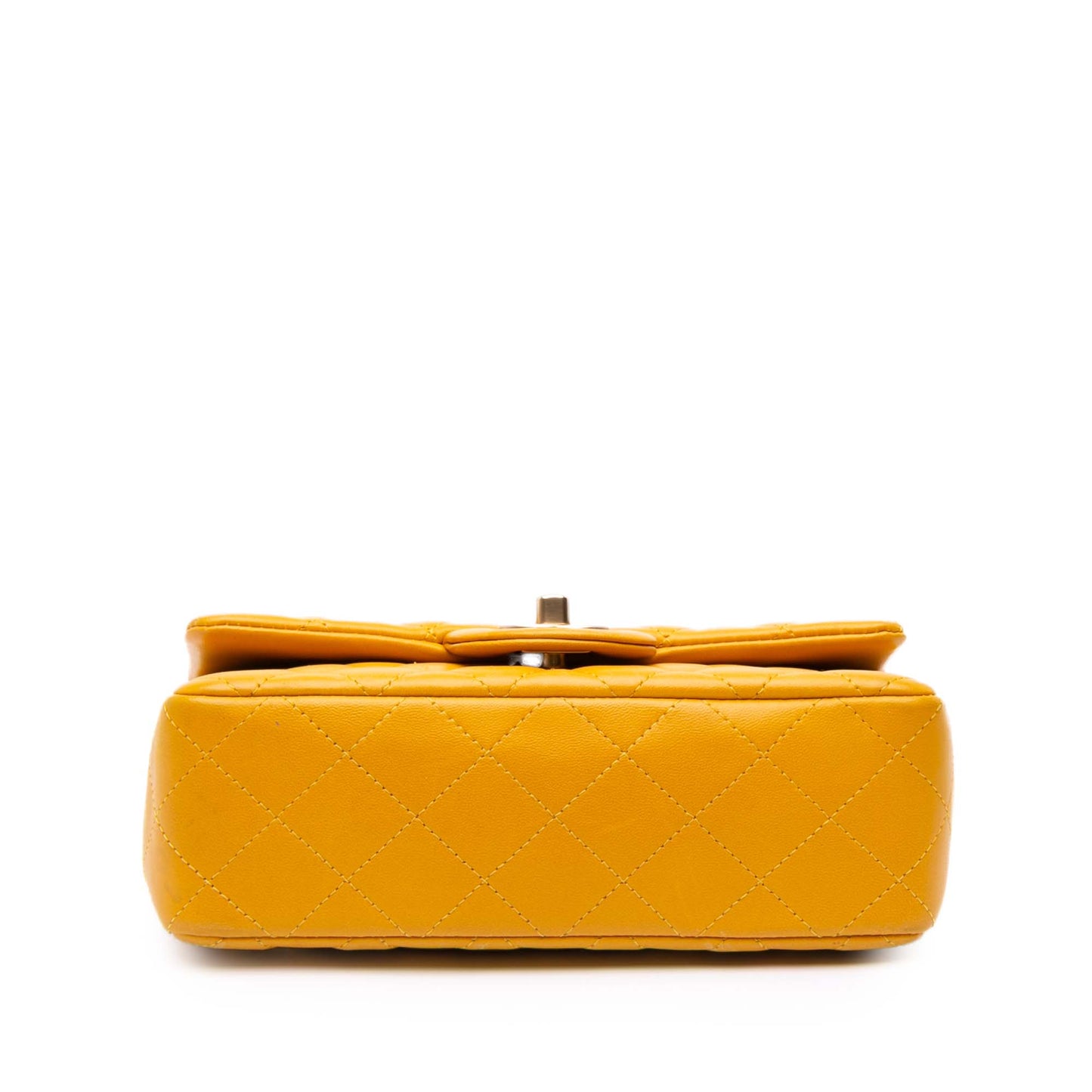 Yellow Chanel Mini Rectangular Classic Lambskin Single Flap Crossbody Bag