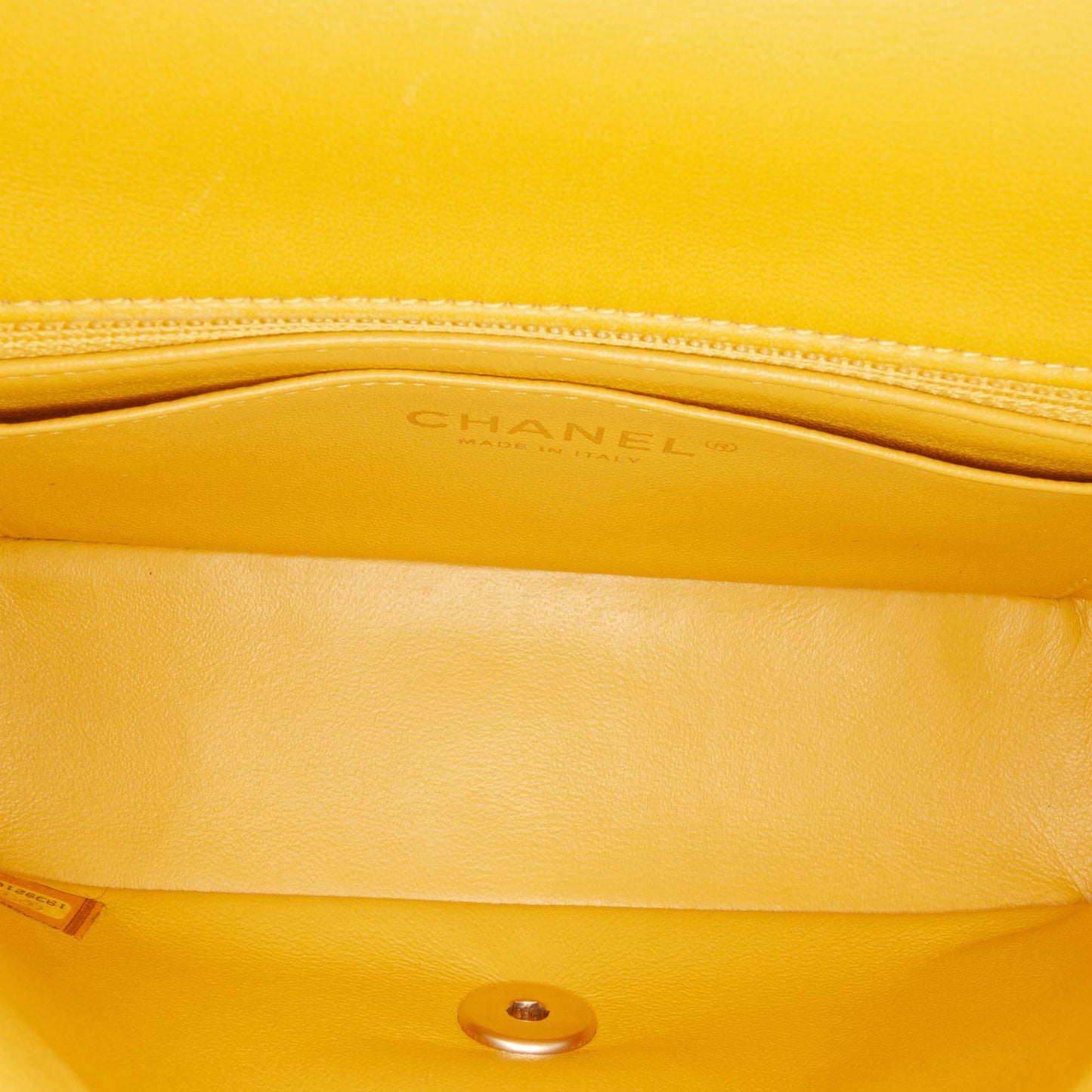 Yellow Chanel Mini Rectangular Classic Lambskin Single Flap Crossbody Bag