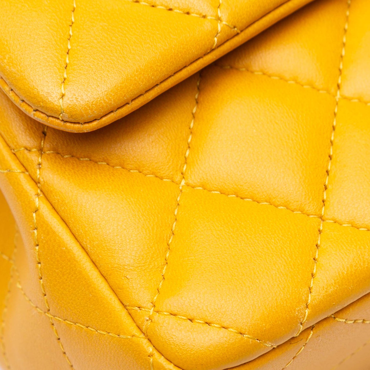 Yellow Chanel Mini Rectangular Classic Lambskin Single Flap Crossbody Bag