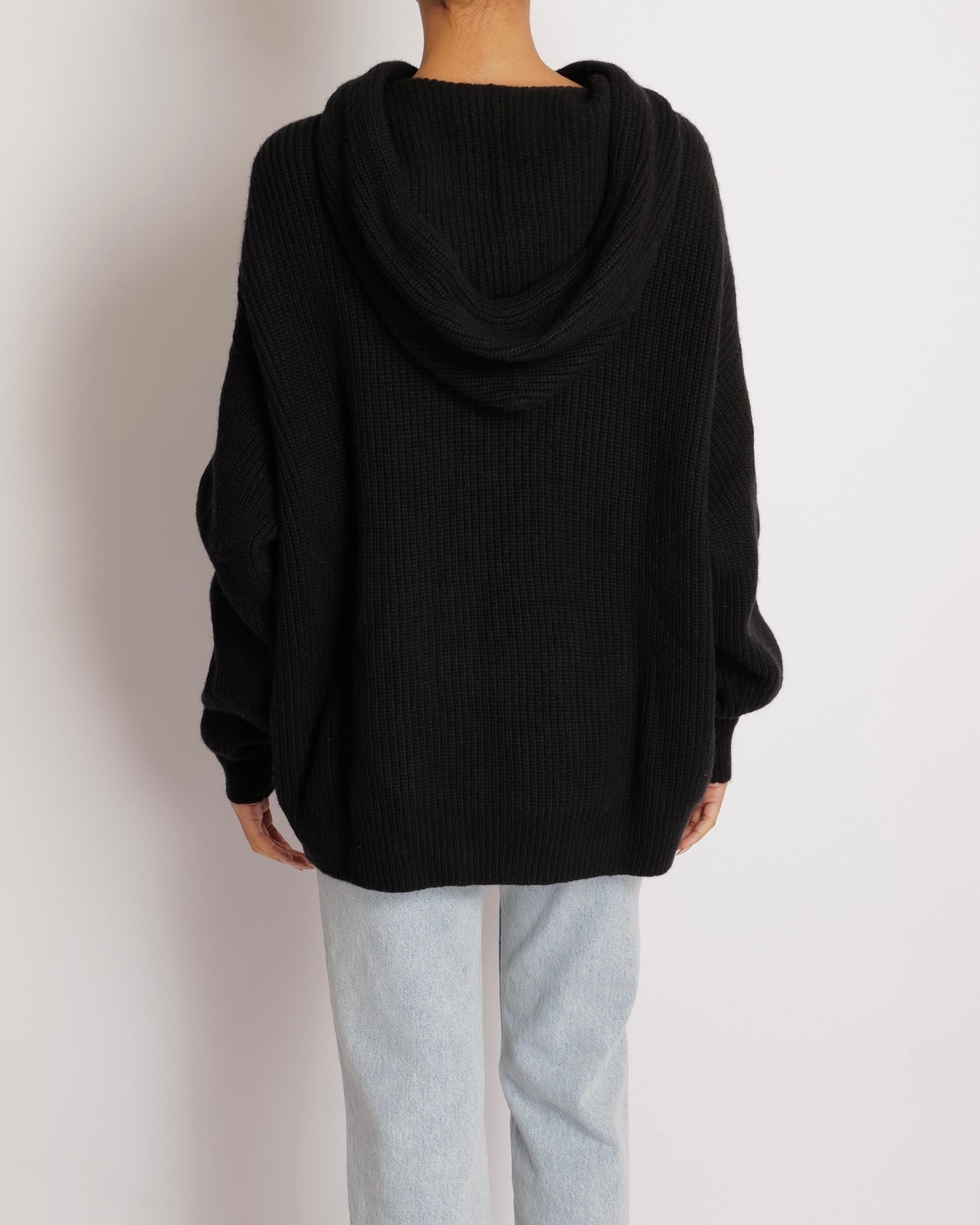 Celine Black Wool Knit Hooded Jumper with Multi-Colour Ombre Sequin Logo Size XS (UK 6) RRP £1,500