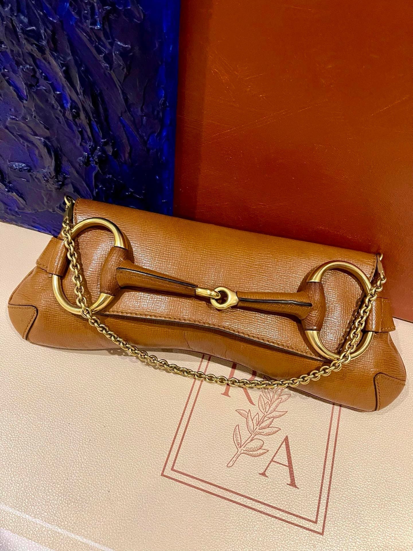 Gucci Horsebit Chain Shoulder Bag Large Tan Brown Leather