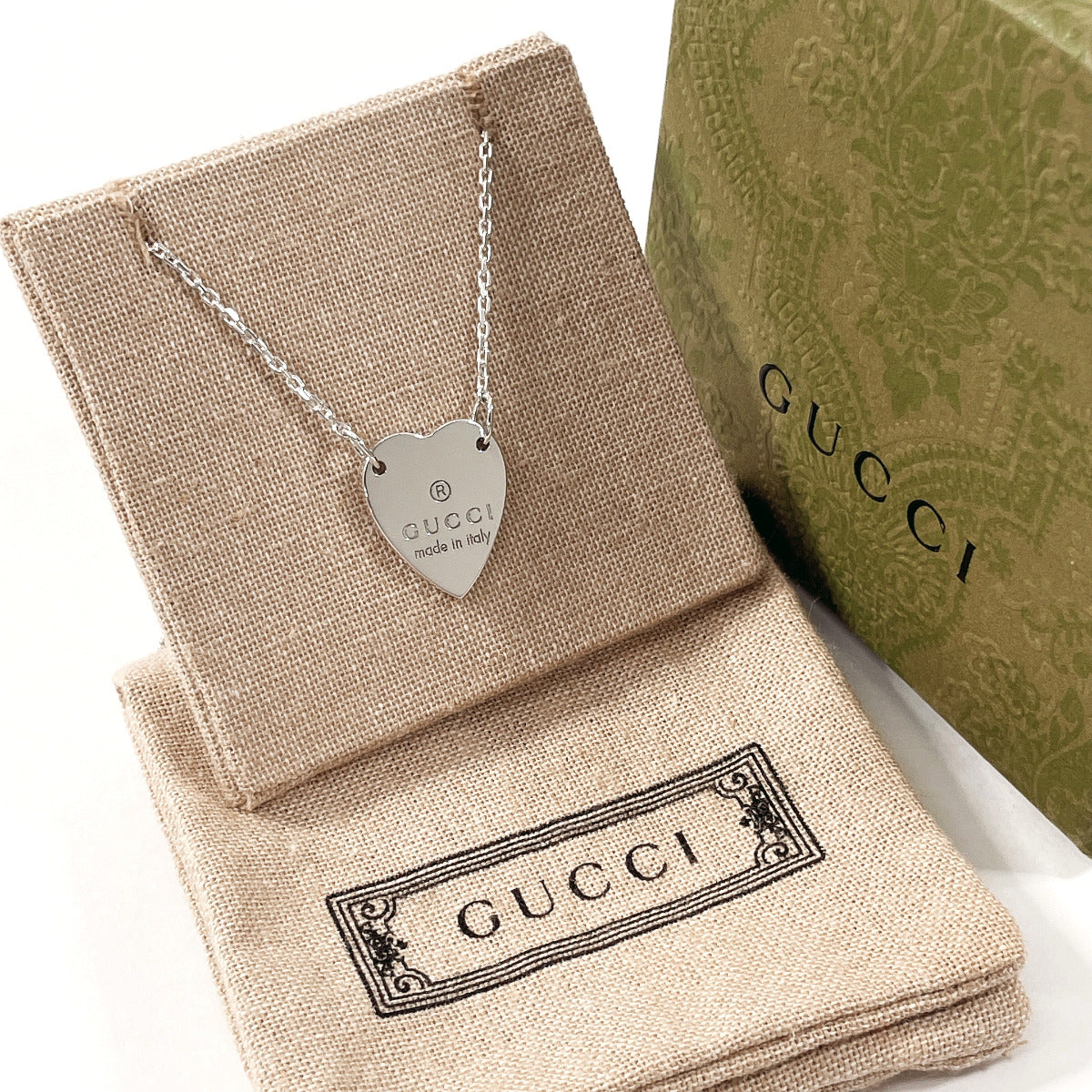 GUCCI Necklace Silver925 Silver Heart plate Women