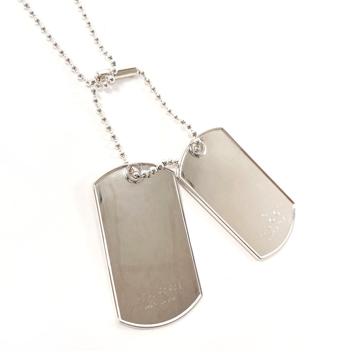 GUCCI Necklace Silver925 Silver Ball chain dog tag double plate unisex