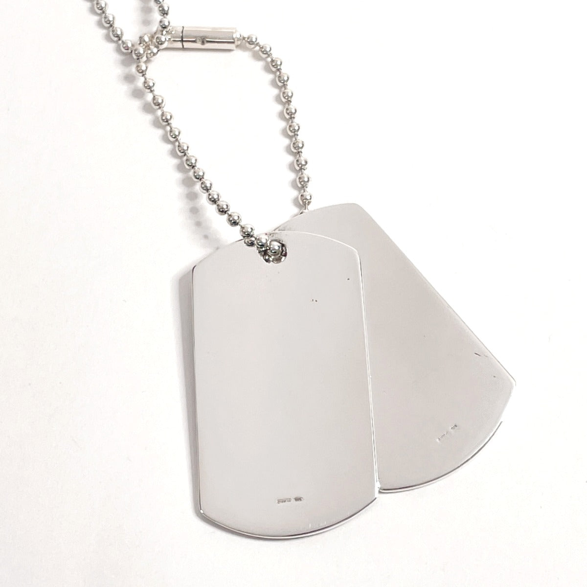 GUCCI Necklace Silver925 Silver Ball chain dog tag double plate unisex