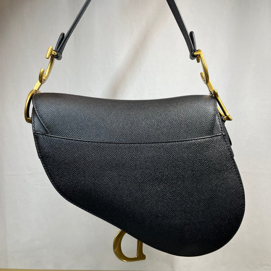 Dior Leather Saddle Bag Black