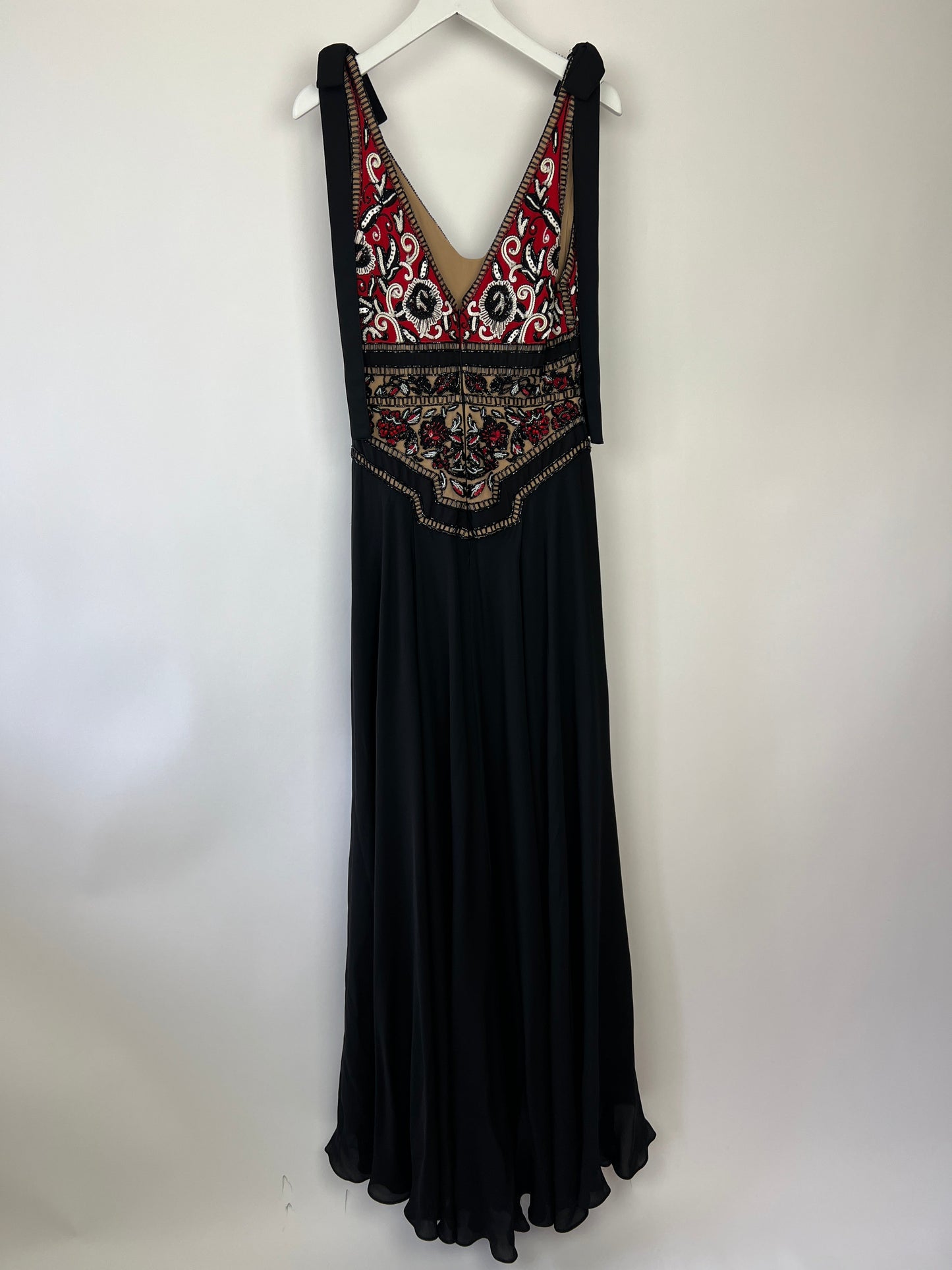 Elie Saab Black Floral Embellished Maxi Gown Size 34 (UK 6)