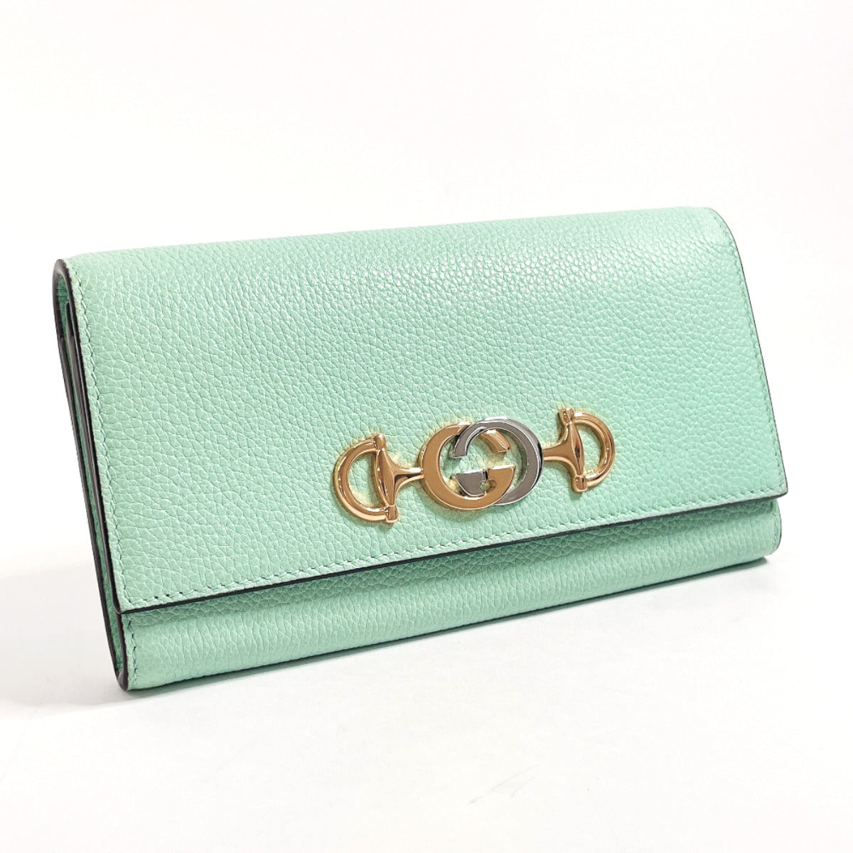 GUCCI Long Wallet Purse 573612 leather green Zumi Women