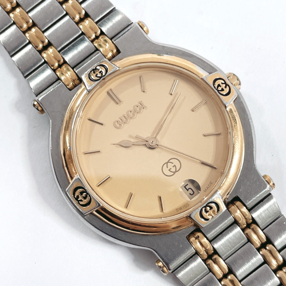GUCCI Watches Quartz 9000M Stainless Steel Silver gold dial mens  d