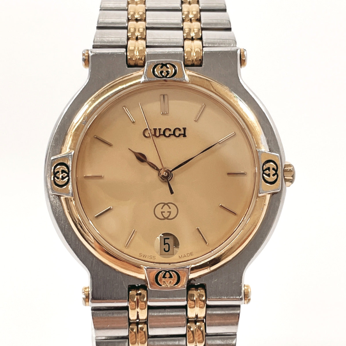 GUCCI Watches Quartz 9000M Stainless Steel Silver gold dial mens