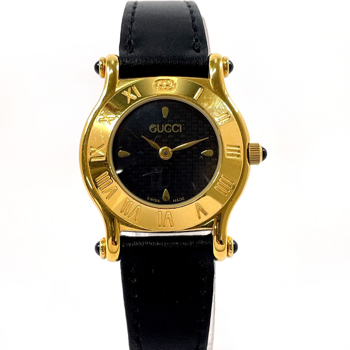 GUCCI Watches Quartz 6500L Stainless Steel , Leather gold black dial Women  d
