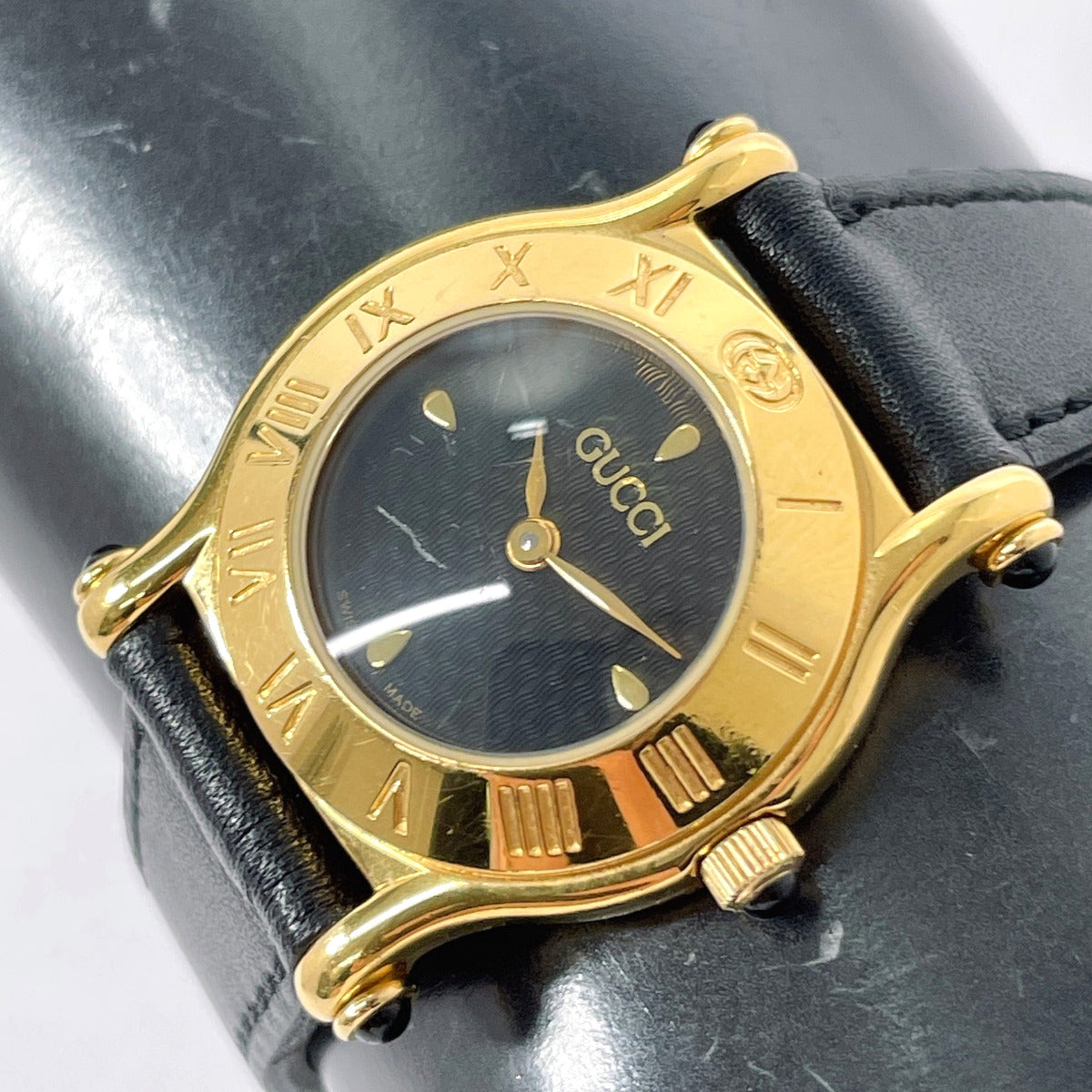 GUCCI Watches Quartz 6500L Stainless Steel , Leather gold black dial Women  d