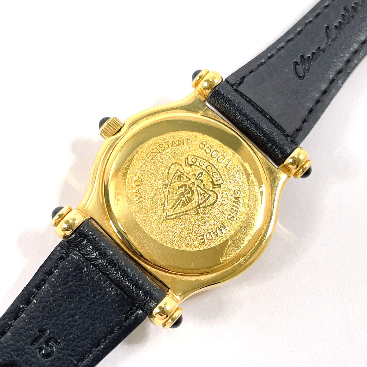 GUCCI Watches Quartz 6500L Stainless Steel , Leather gold black dial Women  d