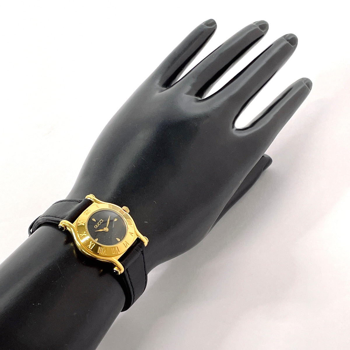 GUCCI Watches Quartz 6500L Stainless Steel , Leather gold black dial Women  d