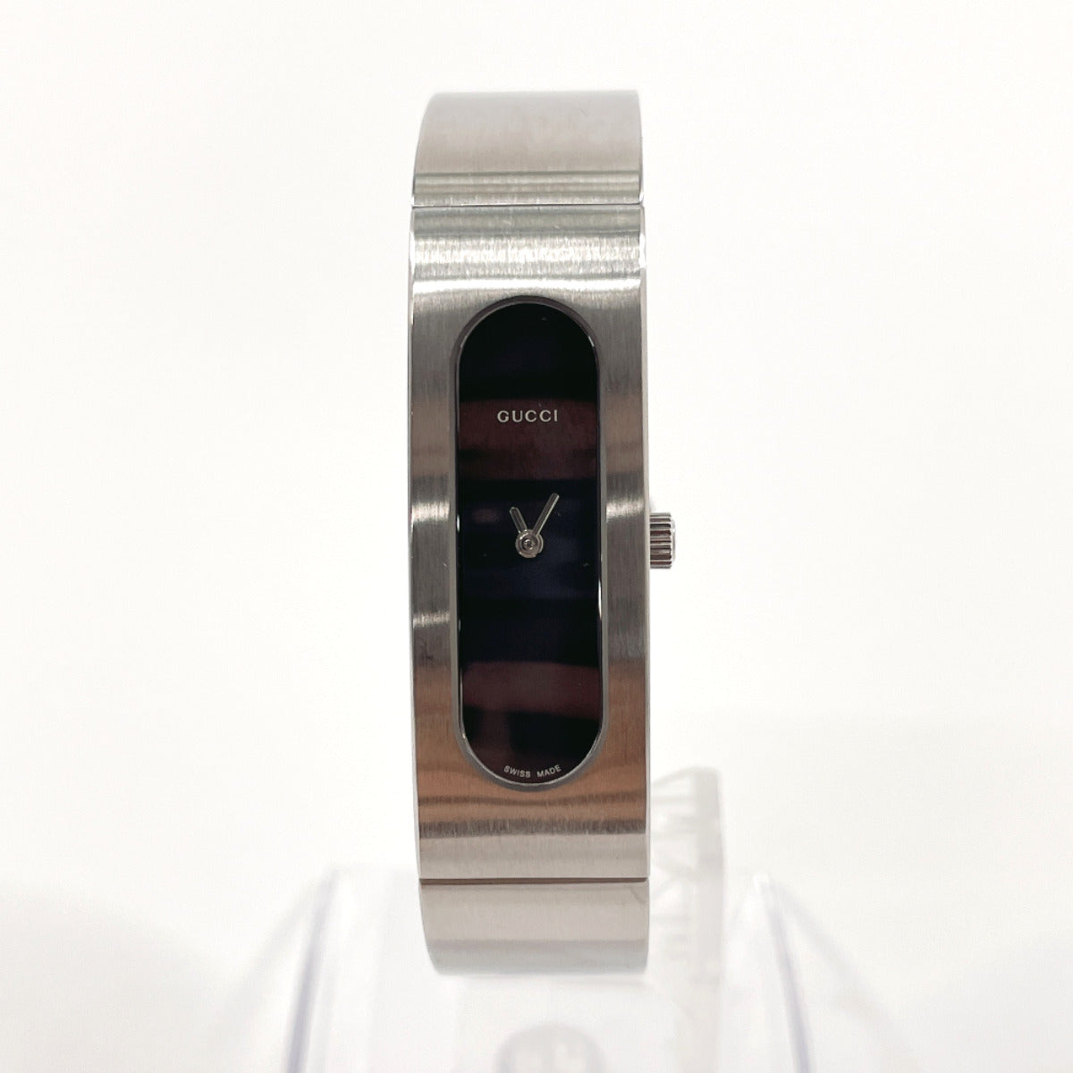 GUCCI Watches Quartz 2400S Stainless Steel Silver Bangle watch black dial Women