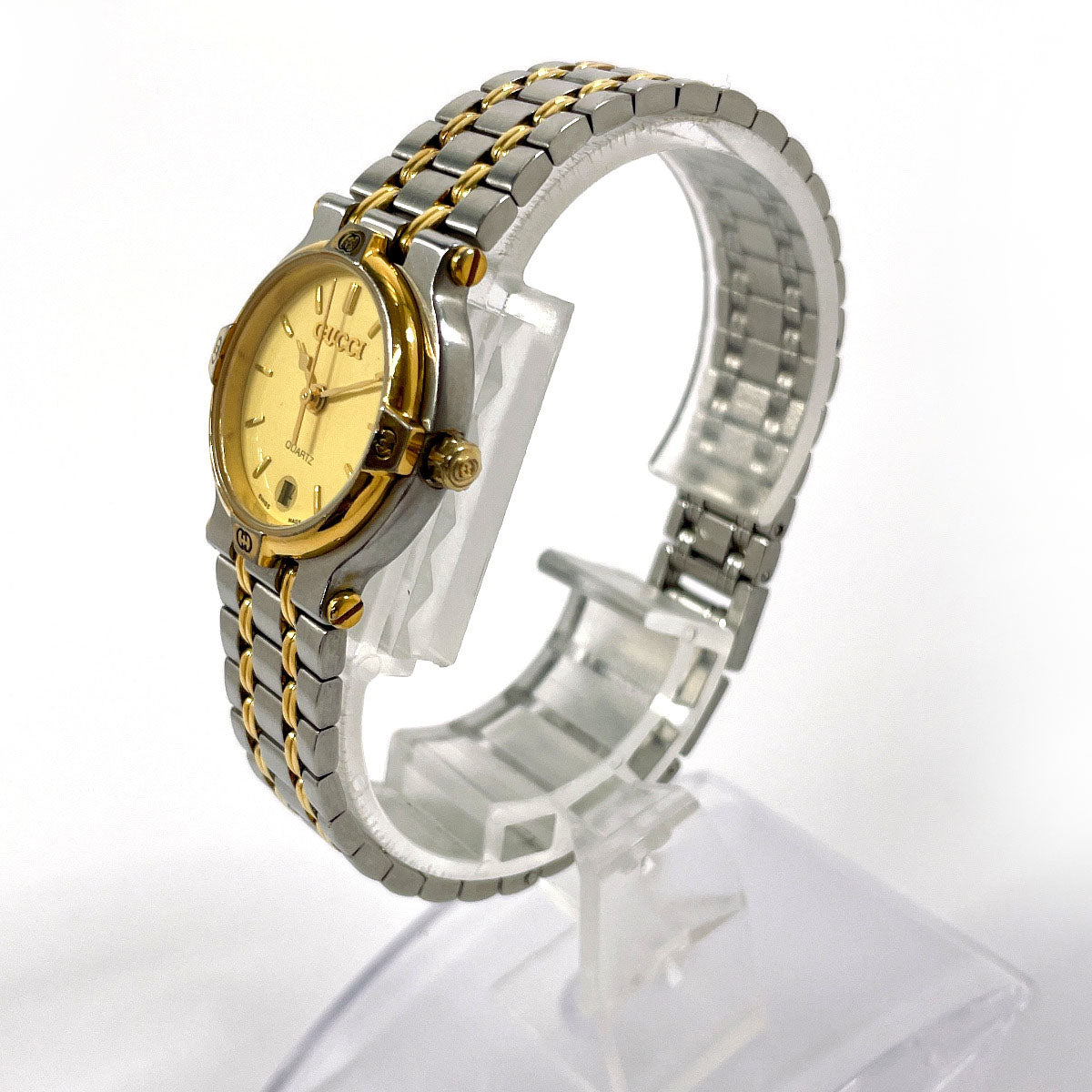 GUCCI Watches Quartz 9000L Stainless Steel , Gold Plated Silver gold dial Women