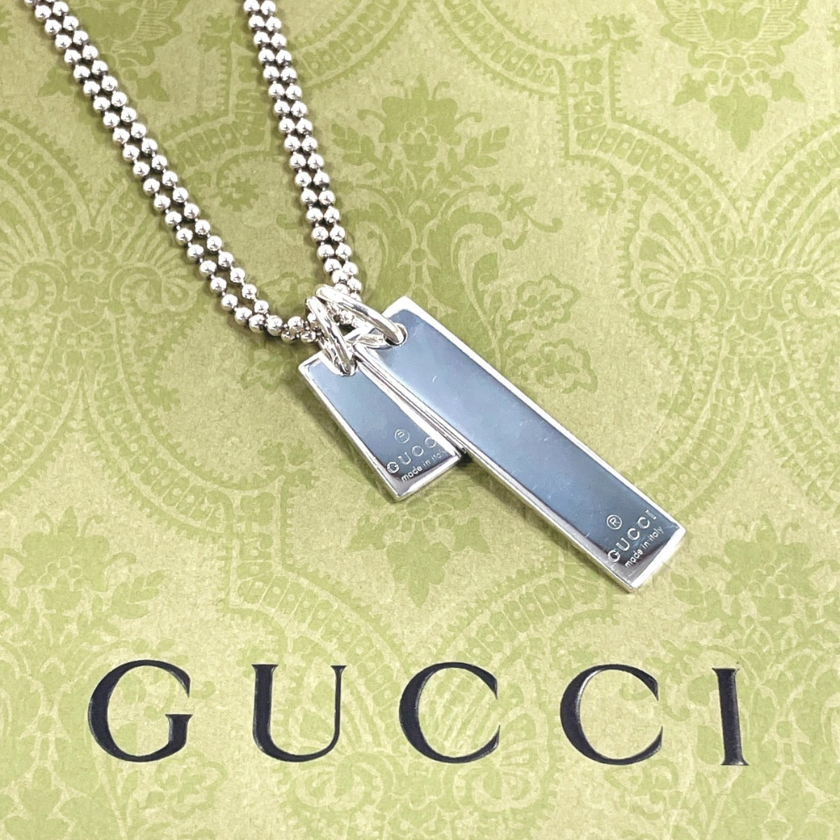 GUCCI Necklace Silver925 Silver Double chain plate unisex