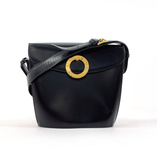 CELINE Shoulder Bag leather black   Circle logo