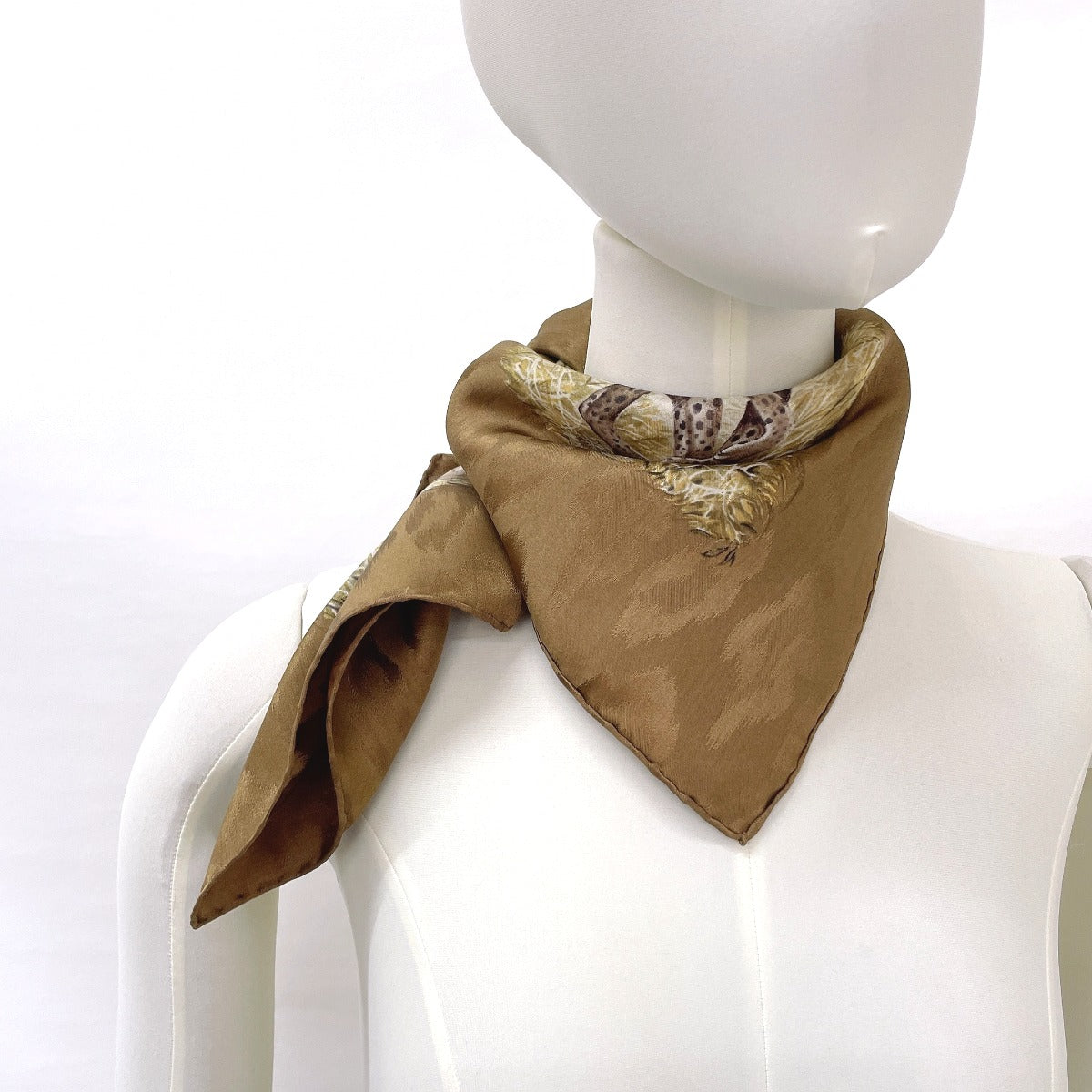 HERMES scarf Silk, 100% silk Brown KENYA Kenya Animal Carre 90 Women  d