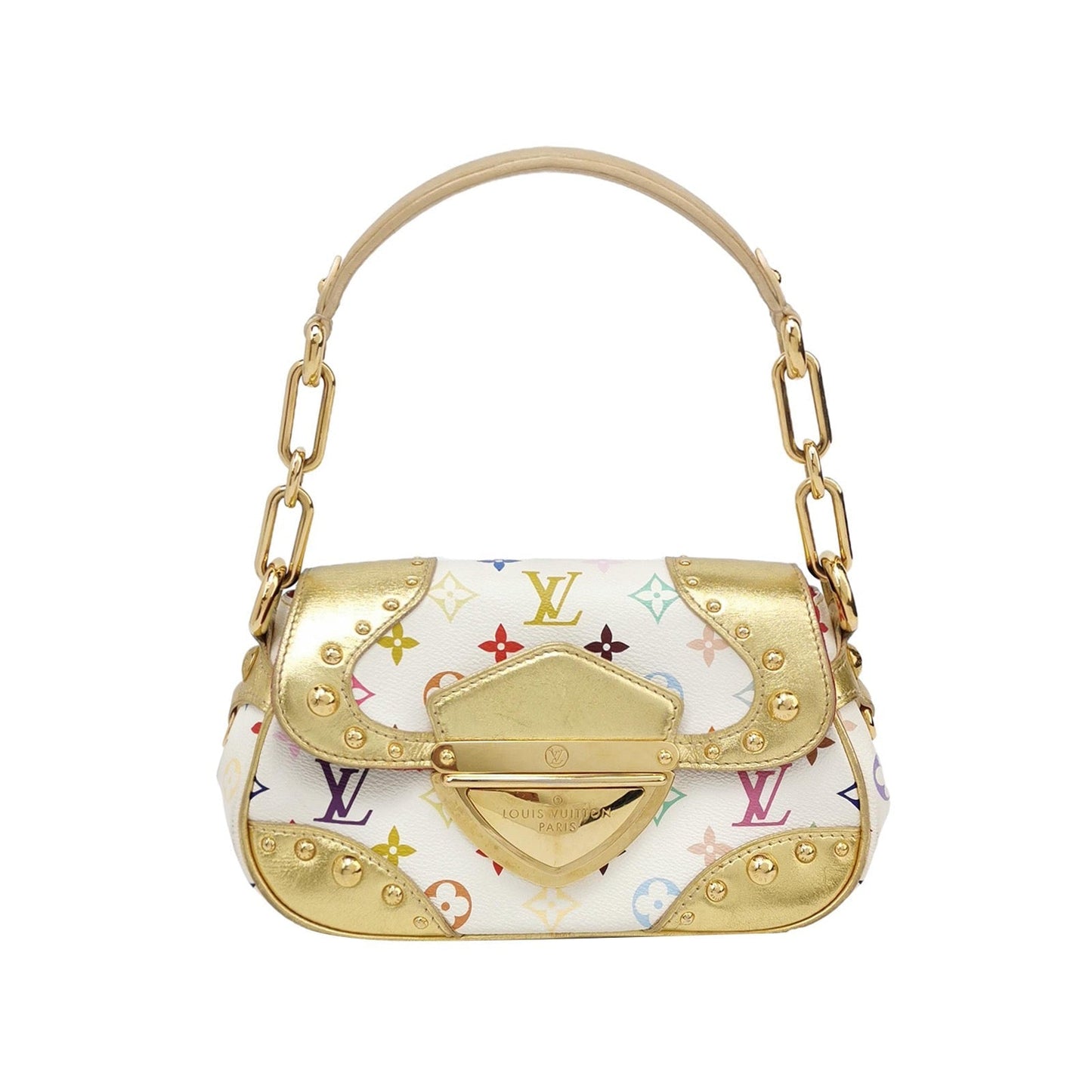 Louis Vuitton x Takashi Murakami Marilyn Small White Multicolor Gold Leather