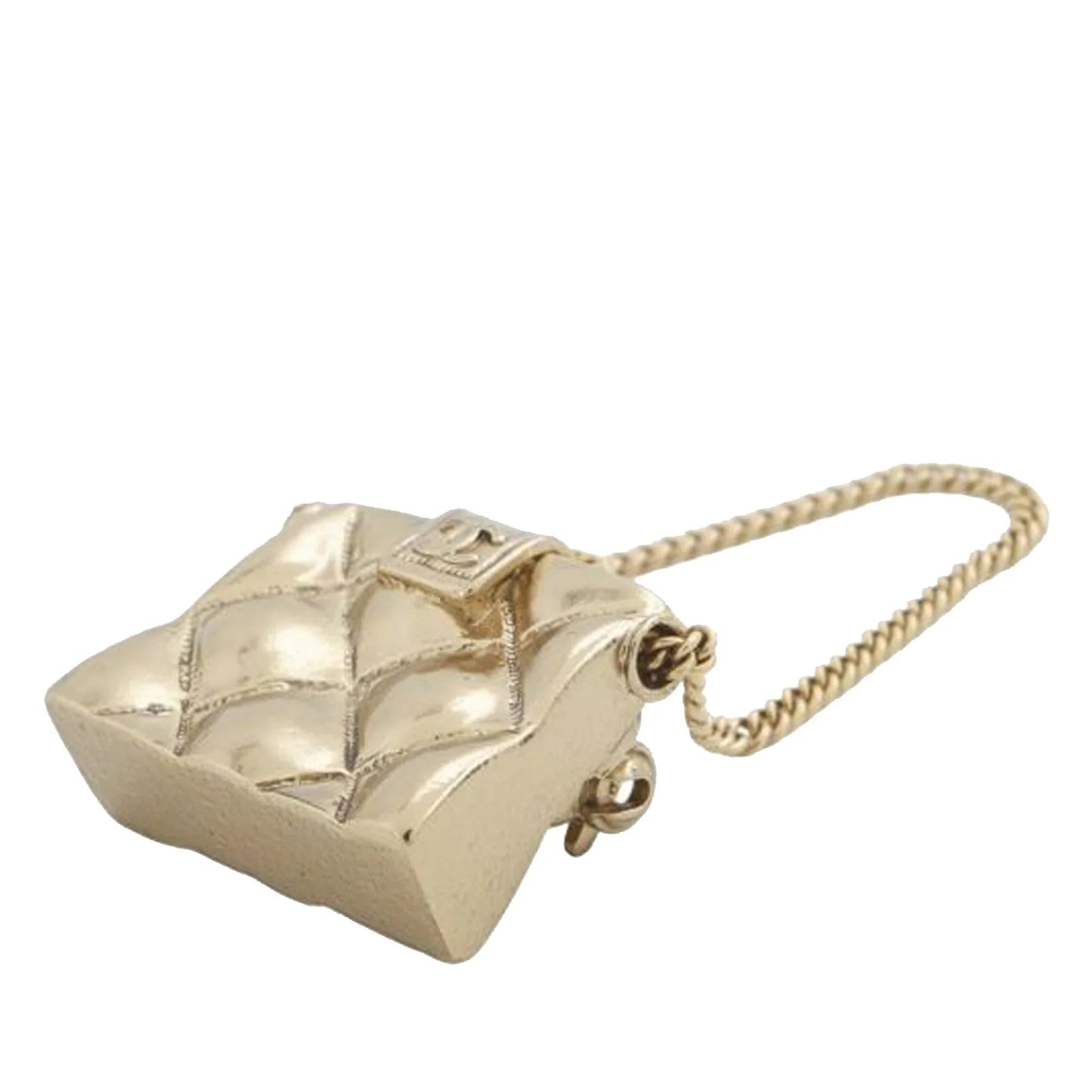 Gold Chanel CC Gold Plated Quilted Bag Brooch