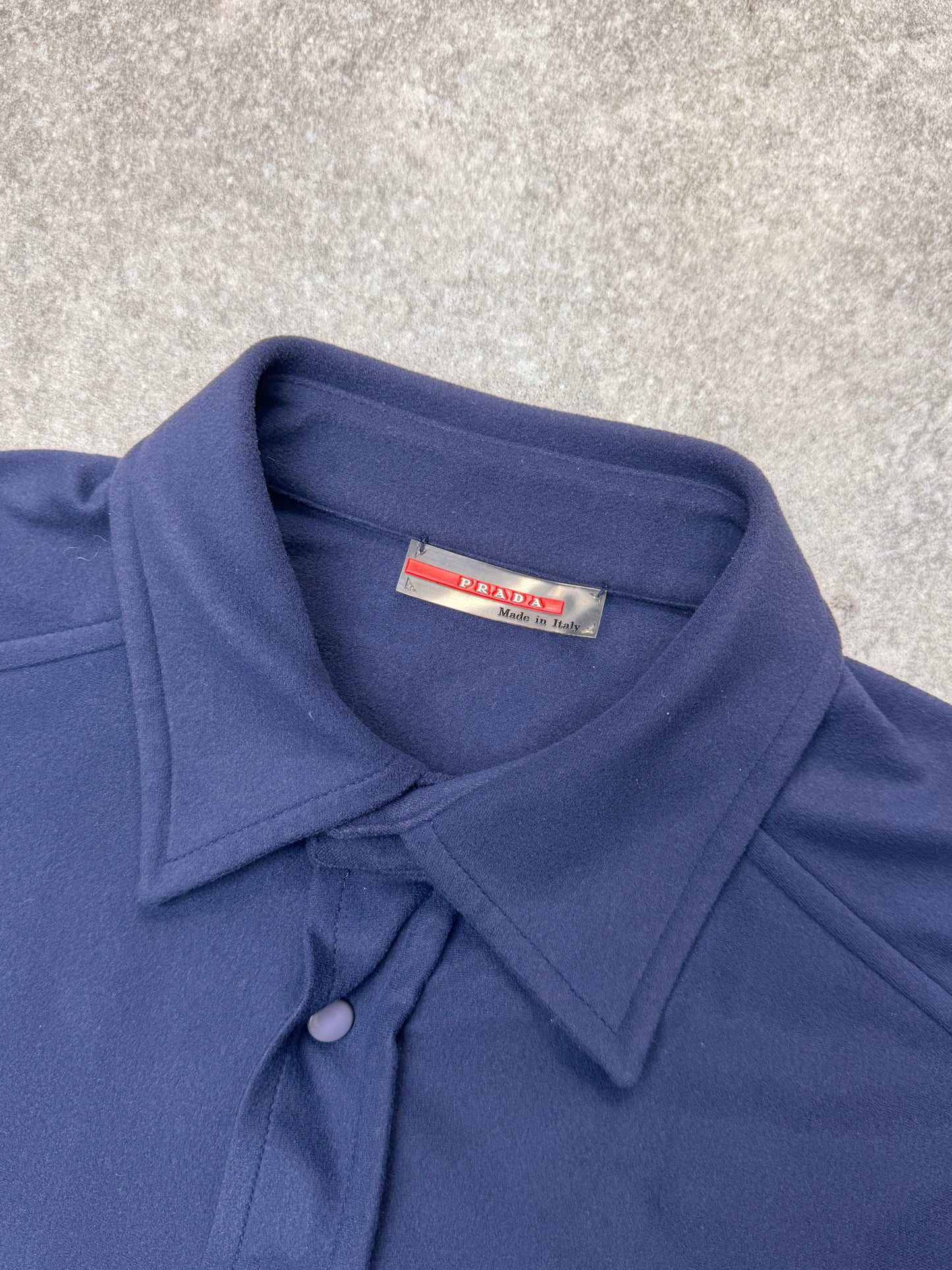 Prada Navy Button Down Fleece Shirt