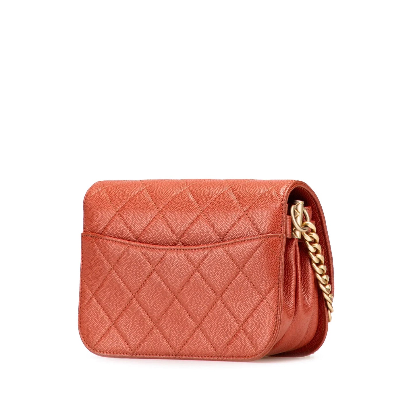Red Chanel Mini CC Quilted Caviar Messenger Single Flap Crossbody Bag